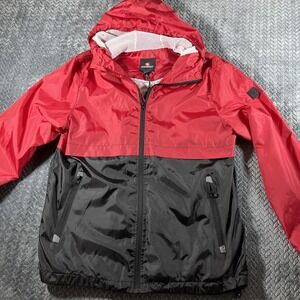 Southpole Rain Jacket Mens Medium Full‎ Zip Up Windbreaker Hoodie Coat Red Black